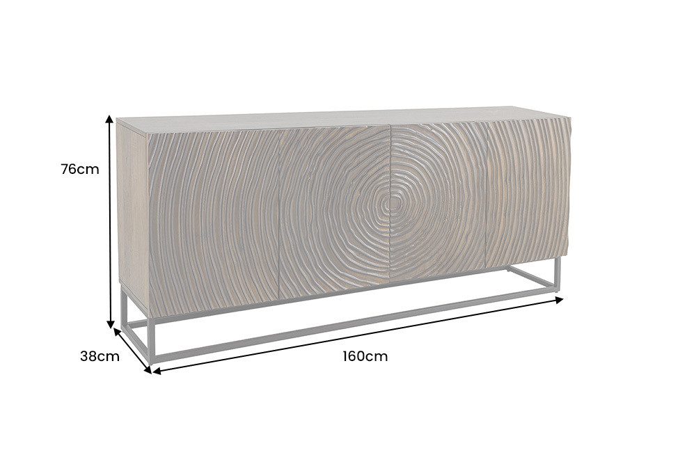 riess-ambiente Sideboard ZEN CIRCLES 180cm dunkelbraun - Mango-Massivholz, Metall, 3D-Design (Einzelartikel, 1 St), Handgefertigte Kommode mit Lackierung und So – Bild 3 von 5