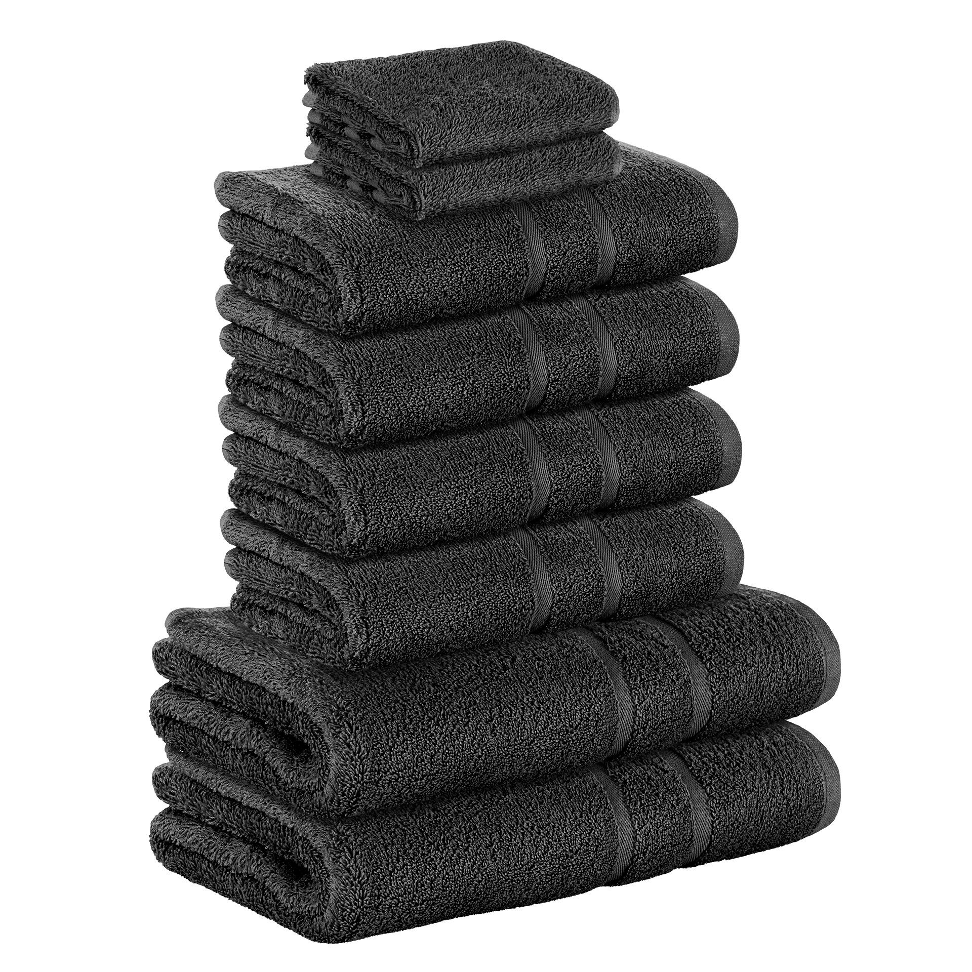 verschiedenen Baumwolle Teilig) Handtuch in 500 Set 100% 500 Gästehandtuch GSM SET (8 Baumwolle 4x 2x Handtuch Frottee Farben GSM StickandShine Duschtücher 2x als Pack, 100% 8er Handtücher Schwarz