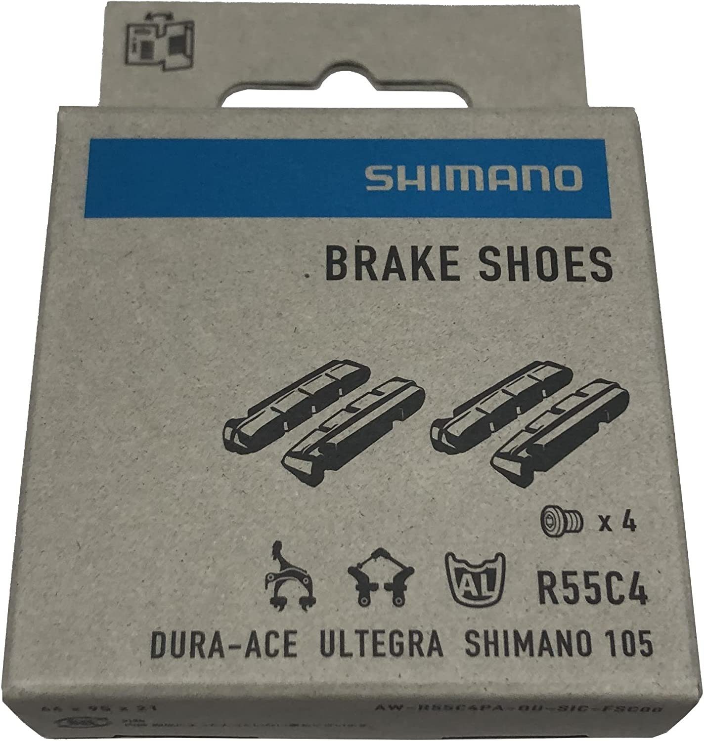 Shimano Felgenbremse Shimano R55C4 Bremsbeläge für Cartridge Rennrad Bremsschuhe (2 Paar)