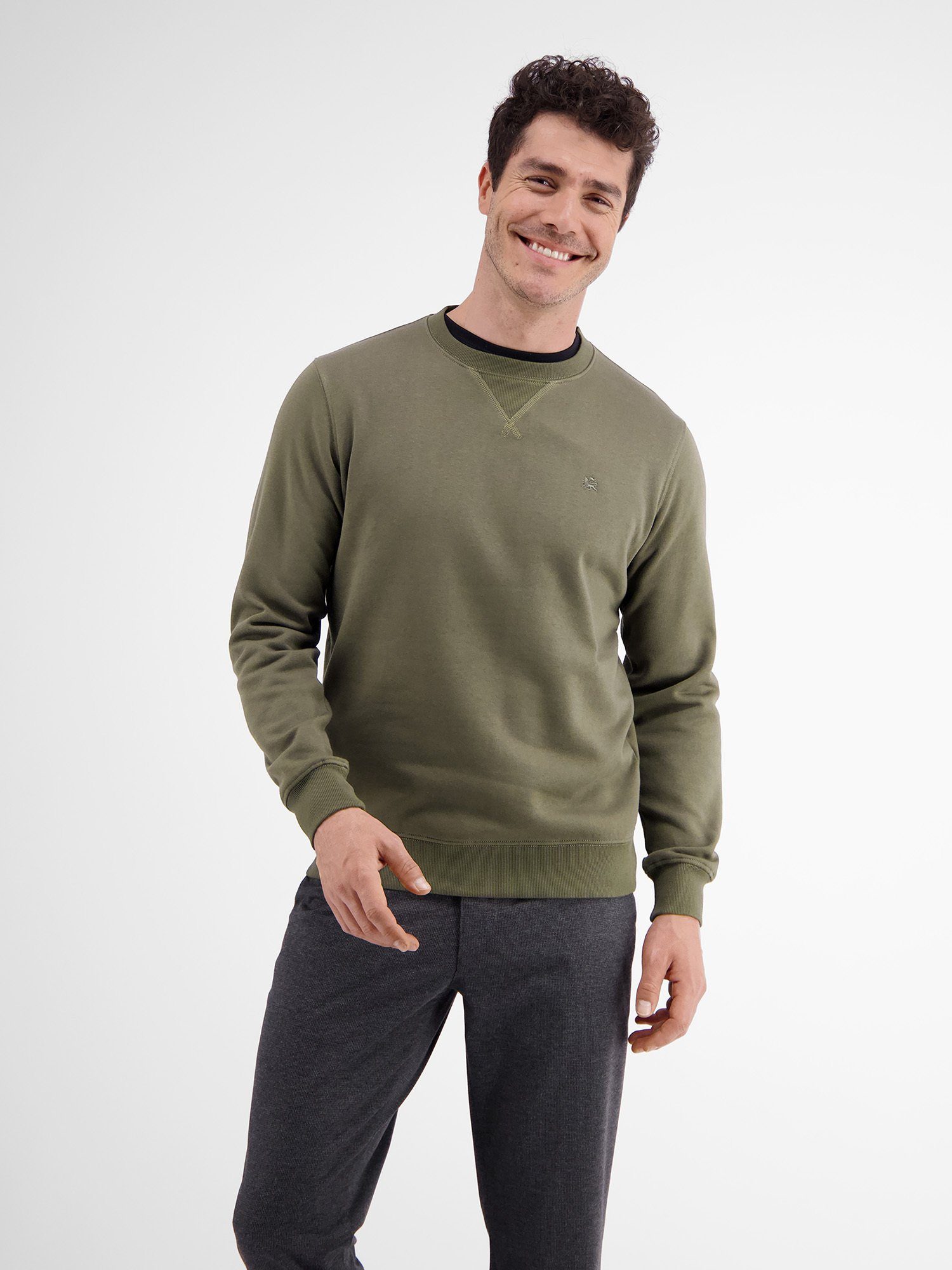 LERROS OLIVE Strukturqualität LERROS Sweatshirt Leichter Sweater AGED in