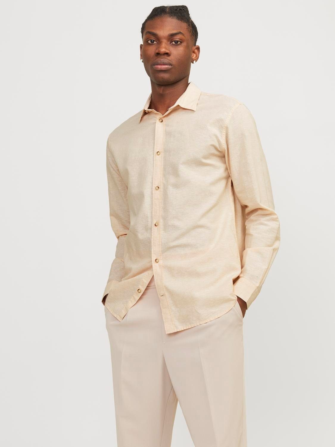 Langarmhemd JJESUMMER LINEN BLEND SHIRT LS SN