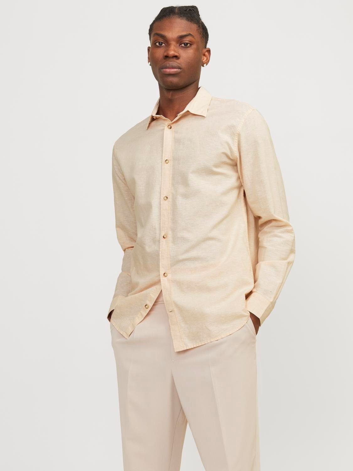 Jack & Jones Langarmhemd JJESUMMER LINEN BLEND SHIRT LS SN