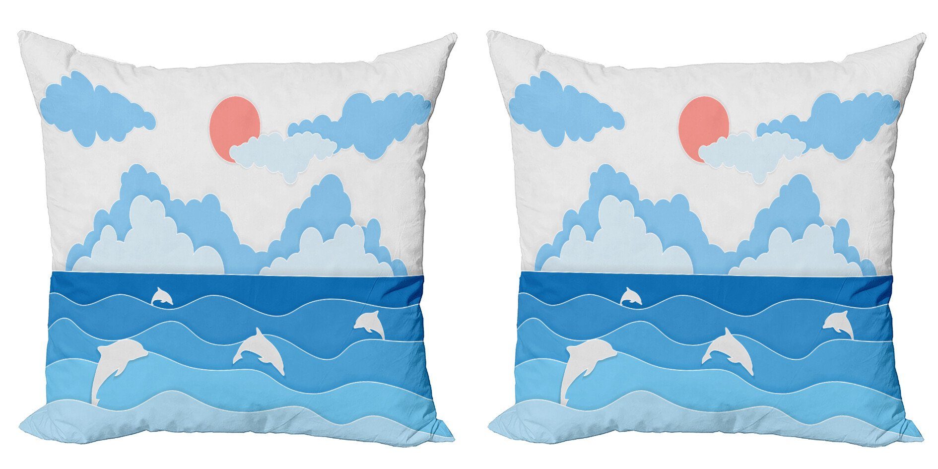 Art Accent (2 Abakuhaus Doppelseitiger Stück), Modern Digitaldruck, Dolphins Grafik-Strand Seascape Kissenbezüge