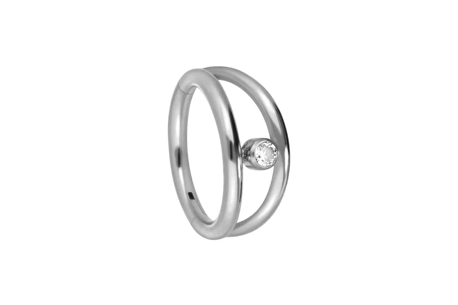 Nasenpiercing Titan Segmentring Clicker 2 RINGE + KRISTALL Ohrpiercing Septum Nase