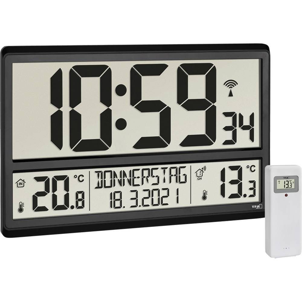 Wanduhr XL-Funkuhr mit Außen- und Innentemperatur