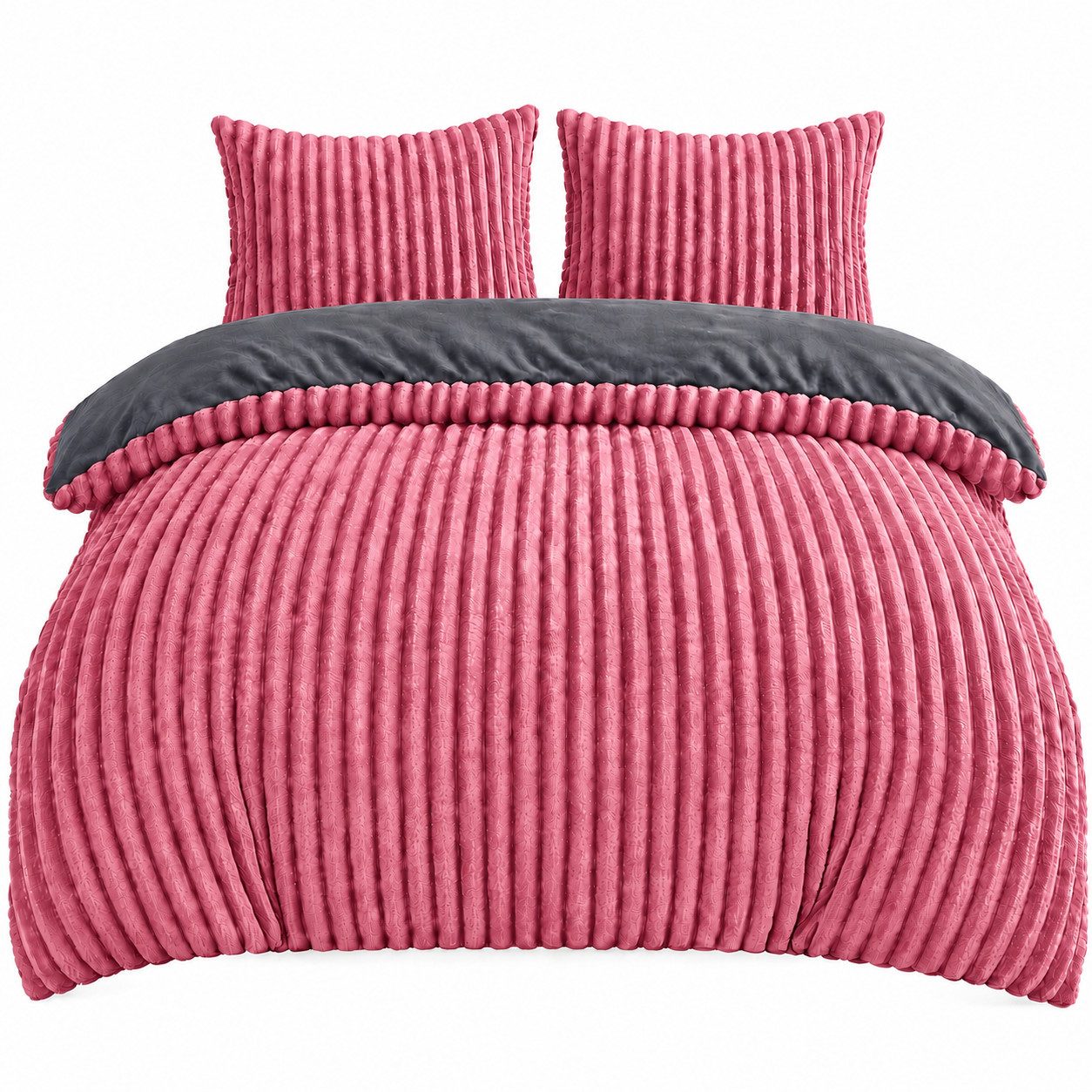 Leonado Vicenti Bettwäsche Teddyplüsch Cord Optik, Fleece, 3 teilig, extra warm und kuschelig, Winterbettwäsche Cashmere Touch