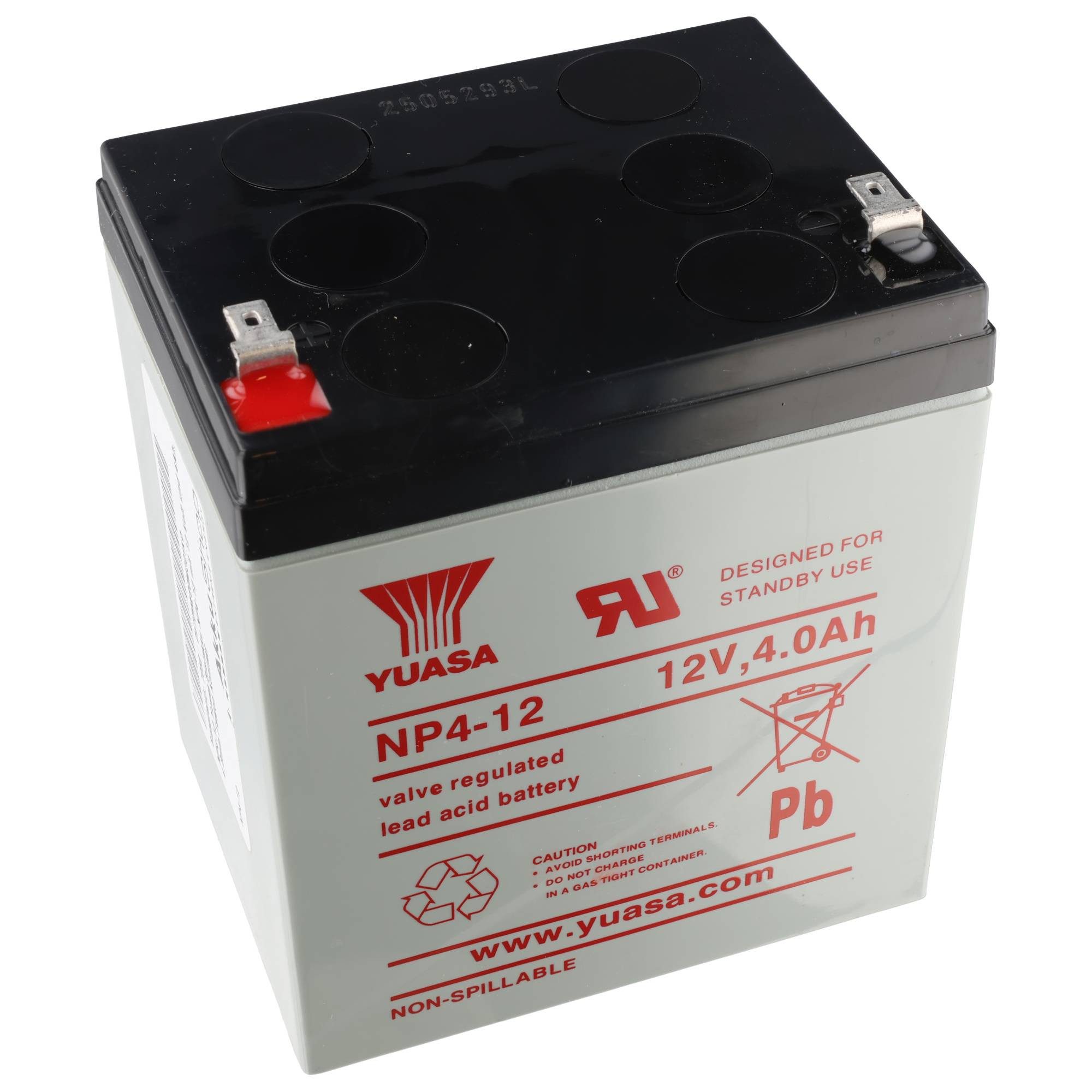 Yuasa NP4-12 Yuasa Bleiakku NP4-12 mit 12 Volt und 4Ah, 4,8mm Faston Kontak Akku 4000 mAh (12,0 V)
