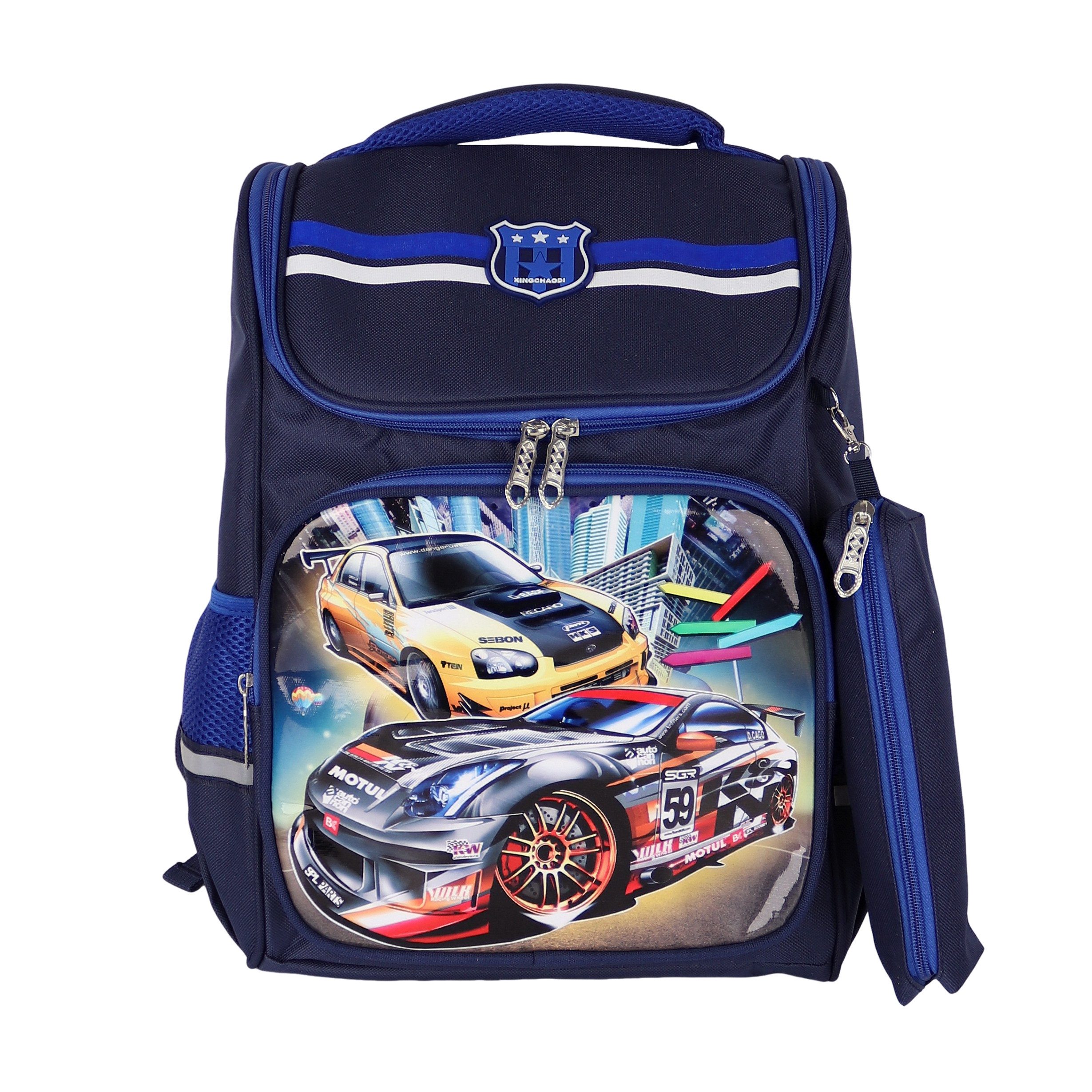 MIRROSI Schulranzen Kinder Schulranzen Rucksack 34x41x16 cm mit Motiv, Reflektorstreifen & Seitenfächern, gepolsterter Schulrucksack