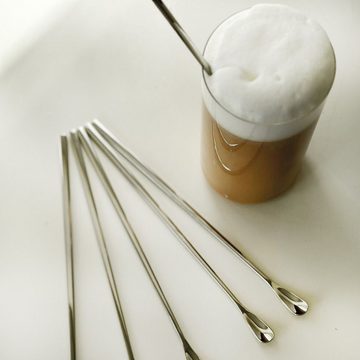 Intirilife Latte-Macchiato-Löffel (6 Stück), 6er Set Latte Macchiato Löffel aus Edelstahl in Silber - 22 cm Länge