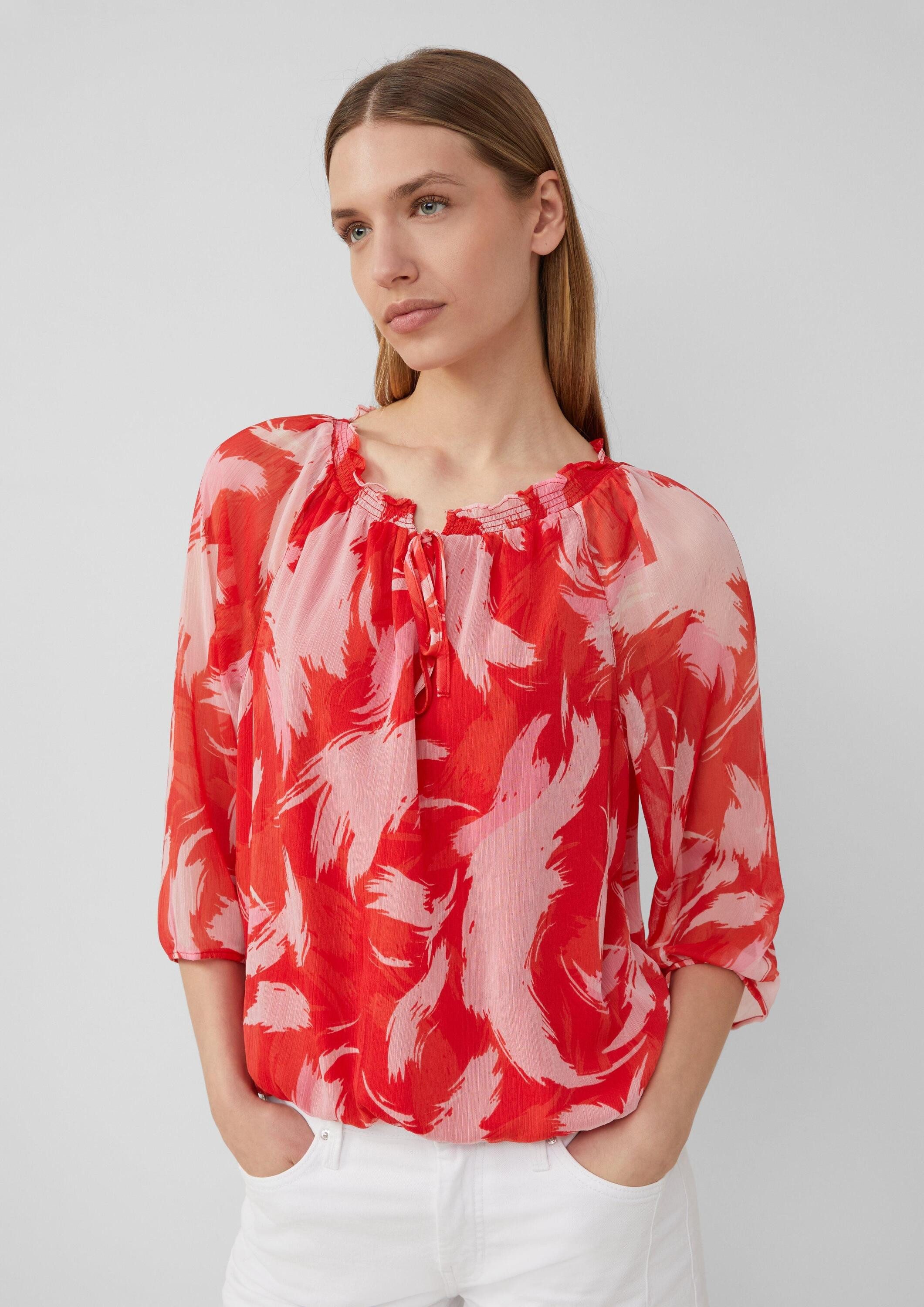 s.Oliver Kurzarmbluse Bluse Bluse mit Raff-Details im Relaxed Fit günstig online kaufen