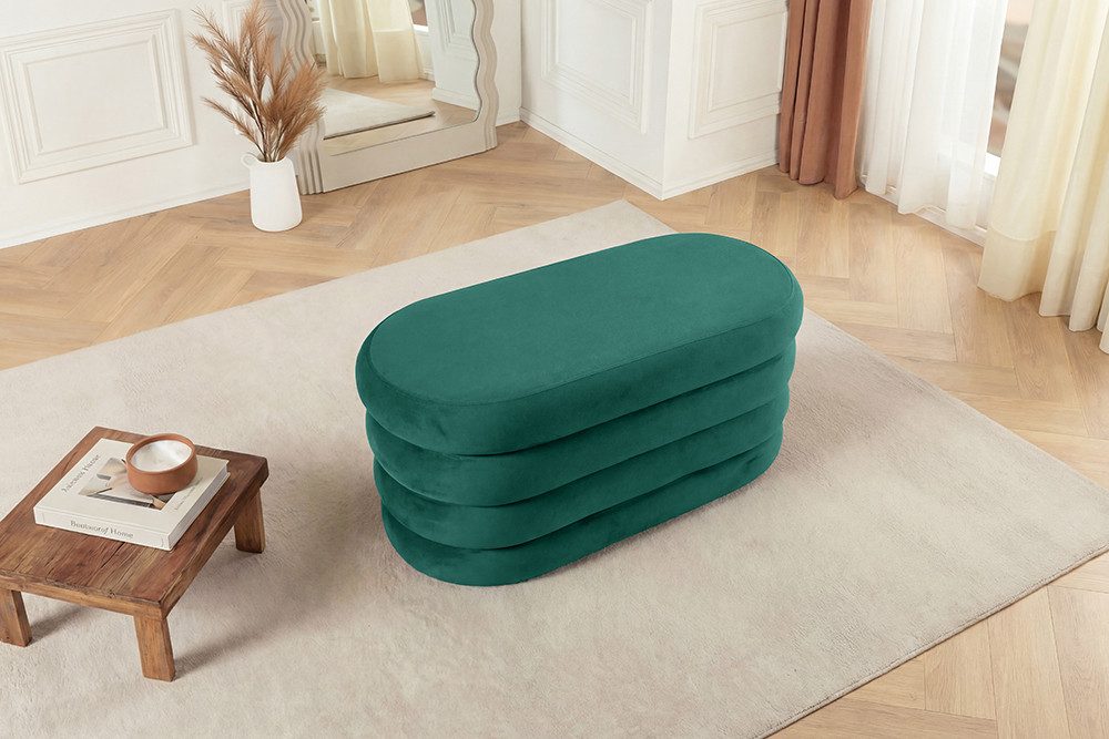 riess-ambiente Sitzbank VOGUE 85cm grün - Samt, mit Stauraum, montiert, gepolstert, kompakt (Einzelartikel, 1-St), stilvolle Polsterbank - ideal für glamouröse Schlafzimmer & Ankleiden