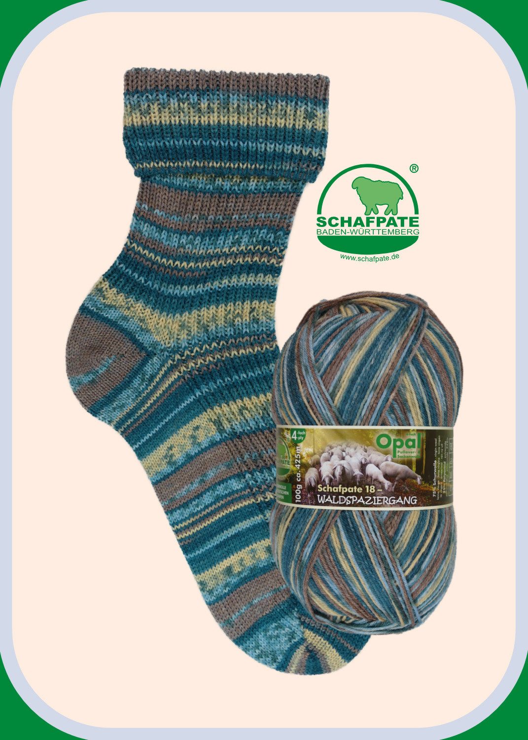 Opal Opal Schafpate 18 "Waldspaziergang" Häkelwolle, 425 m (Opal 4-fach Pullover- und Sockenwolle), 100 g