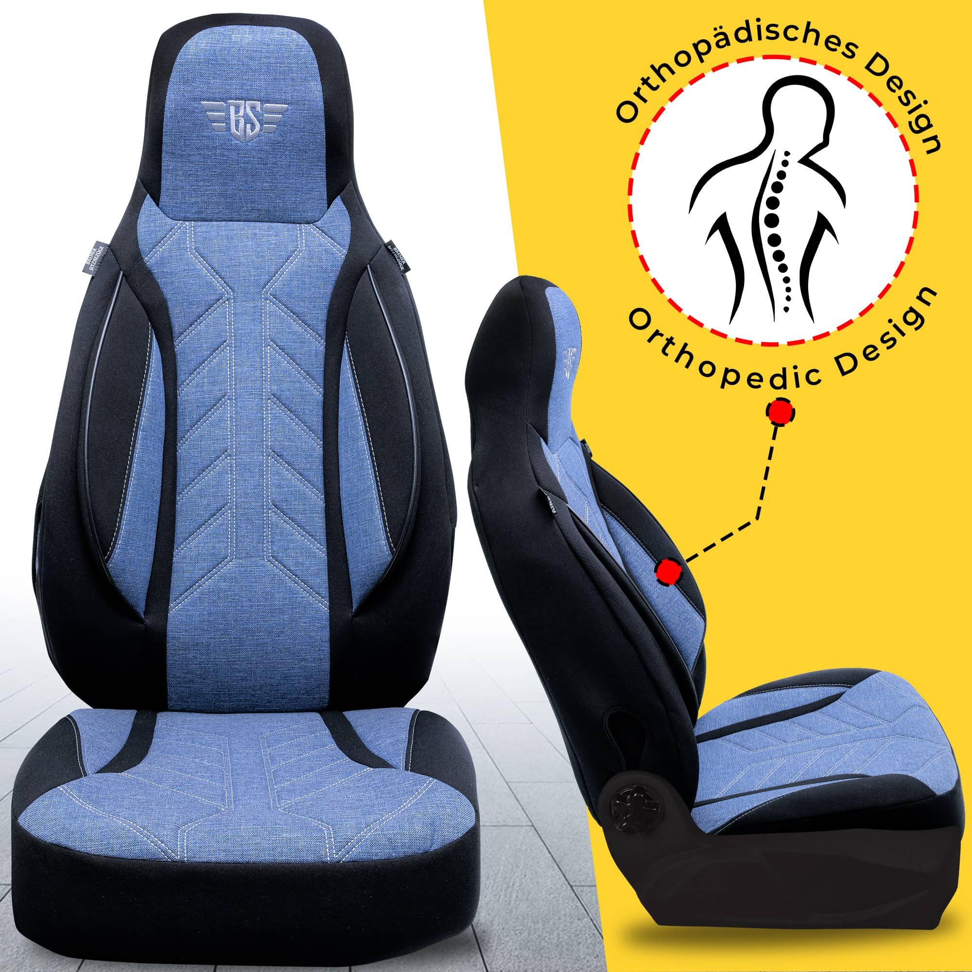 BREMER SITZBEZÜGE Autositzbezug für Opel Zafira-Life D Bj ab 2019 (PLKT206), Set, Schonbezüge Sitzbezüge Fahrer und Beifahrer, in Schwarz/Blau