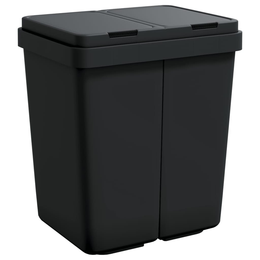vidaXL Mülleimer NA Duo Mülleimer Anthrazit 2x25 L Abfalleimer Mülltrennung Kunststoff