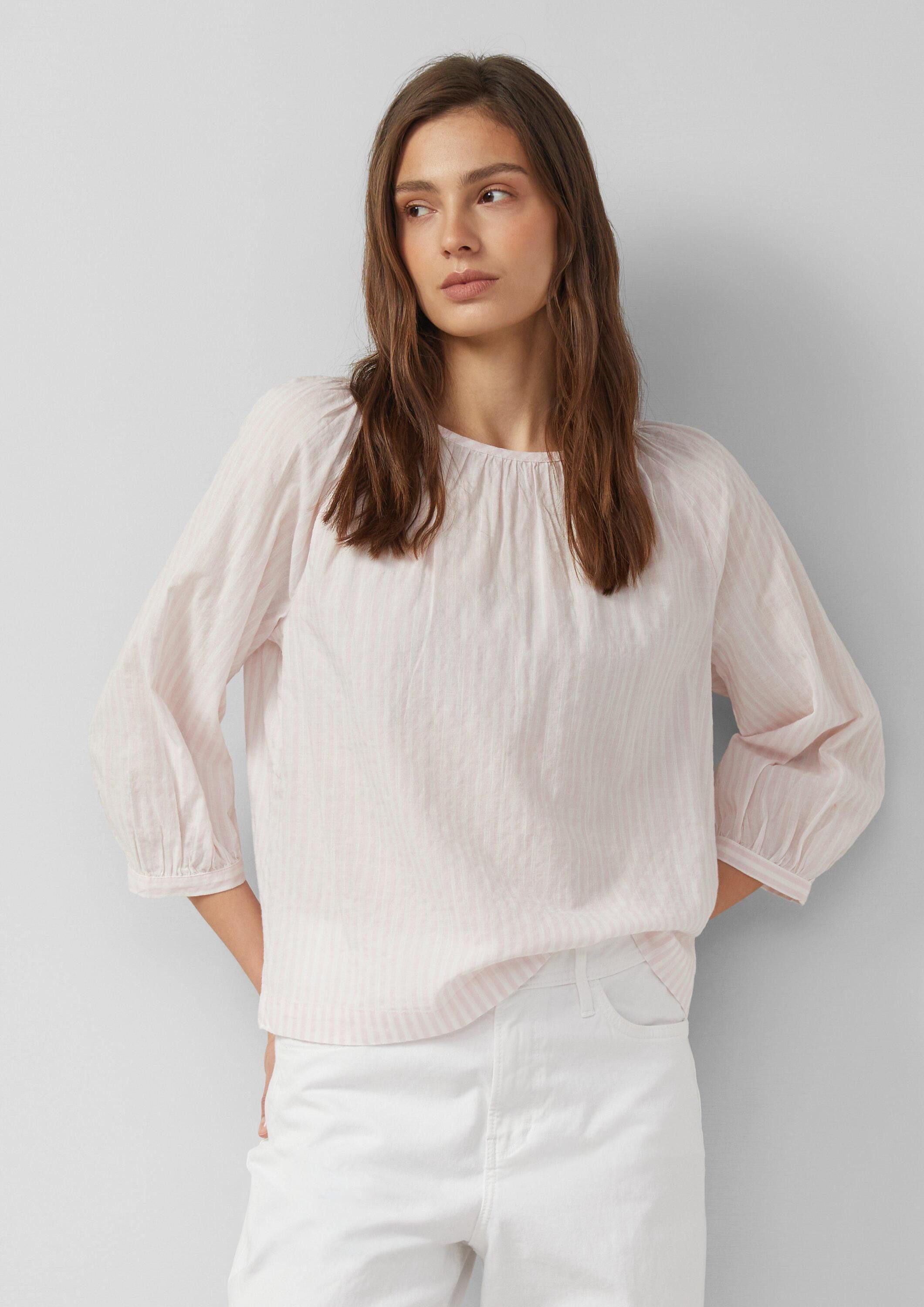 s.Oliver Kurzarmbluse Bluse Bluse aus Baumwoll-Viskosemix mit Raffung günstig online kaufen