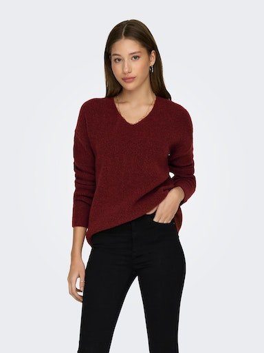 ONLY V-Ausschnitt-Pullover ONLCAMILLA V-NECK L/S PULLOVER KNT NOOS Materialmix, regular fit