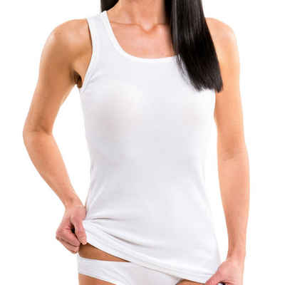 HERMKO Achseltop 91338 Damen Doppelripp Longshirt aus 100% Bio-Baumwolle