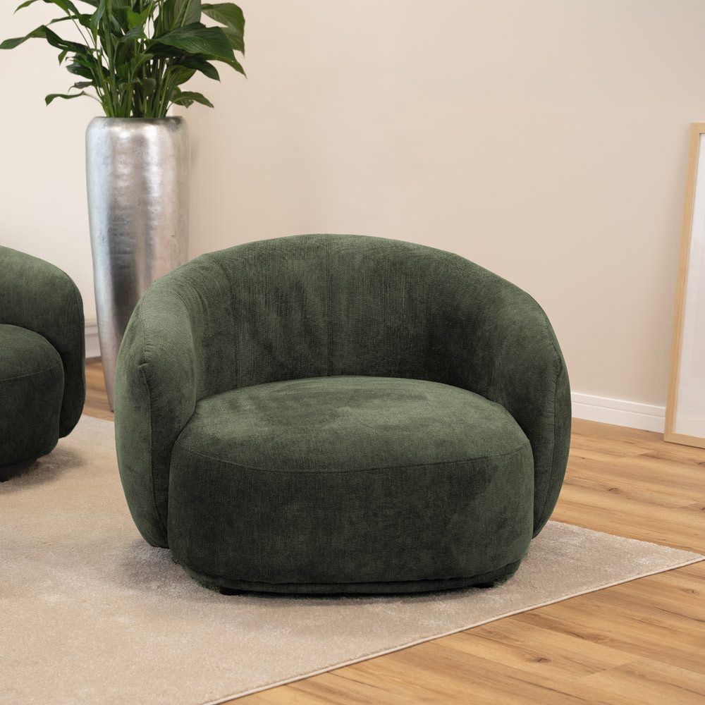 HOME DELUXE Sessel CASARA Webstoff - 99 x 72 x 104 cm, Runder Sessel, Wohnzimmer, Sessel Abgerundeter – Bild 4 von 5