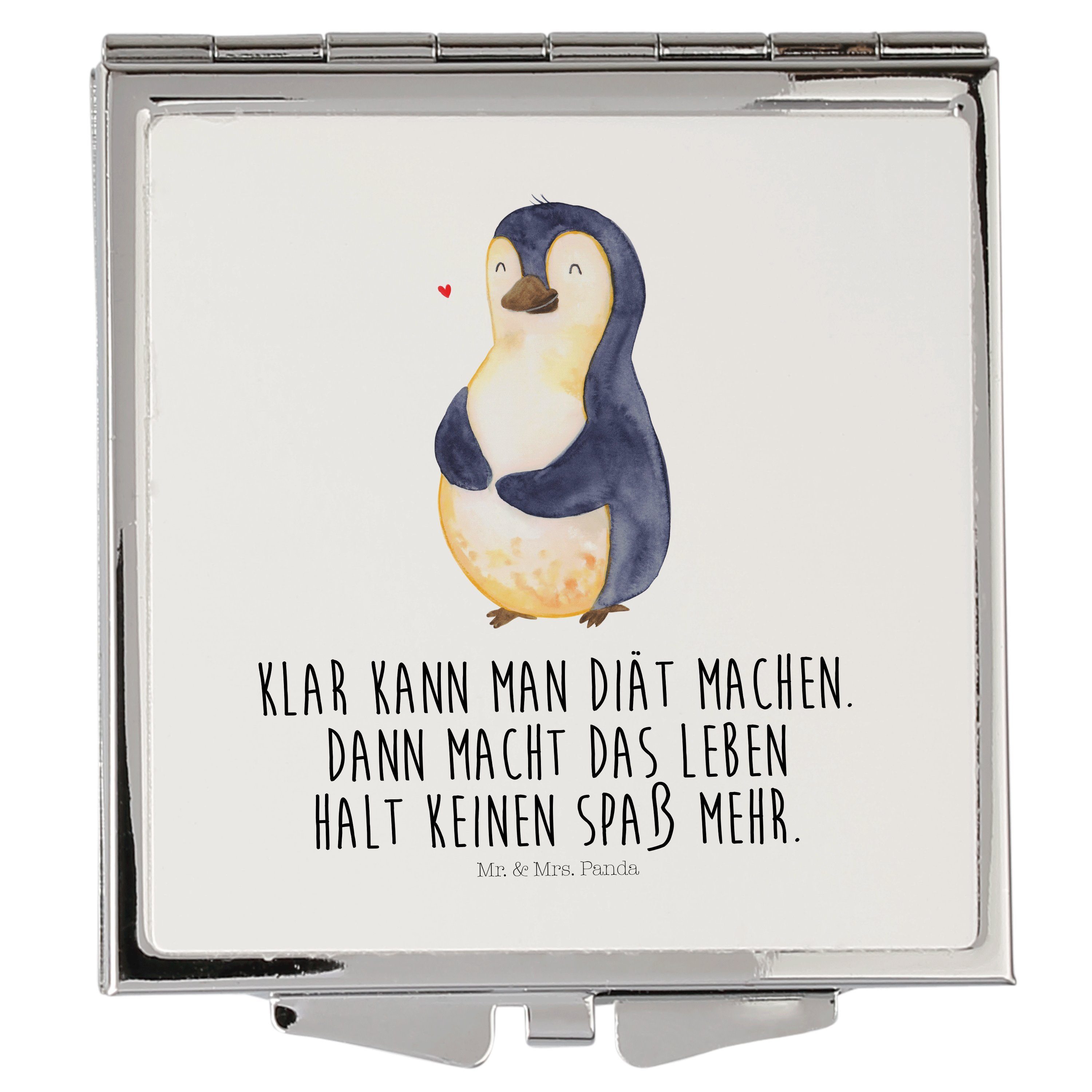 Mr. & Mrs. Panda Kosmetikspiegel Pinguin Diät - Weiß - Geschenk, dick, foodbaby, Körperliebe, Abspecke (1-St)