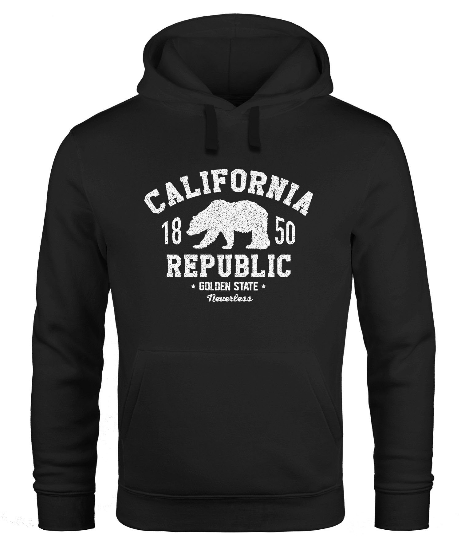 Hoodie Hoodie Herren California Republic Kalifornien Grizzly Bär Bear Aufdruck Print Kapuzen-Pullover Männer Neverless®
