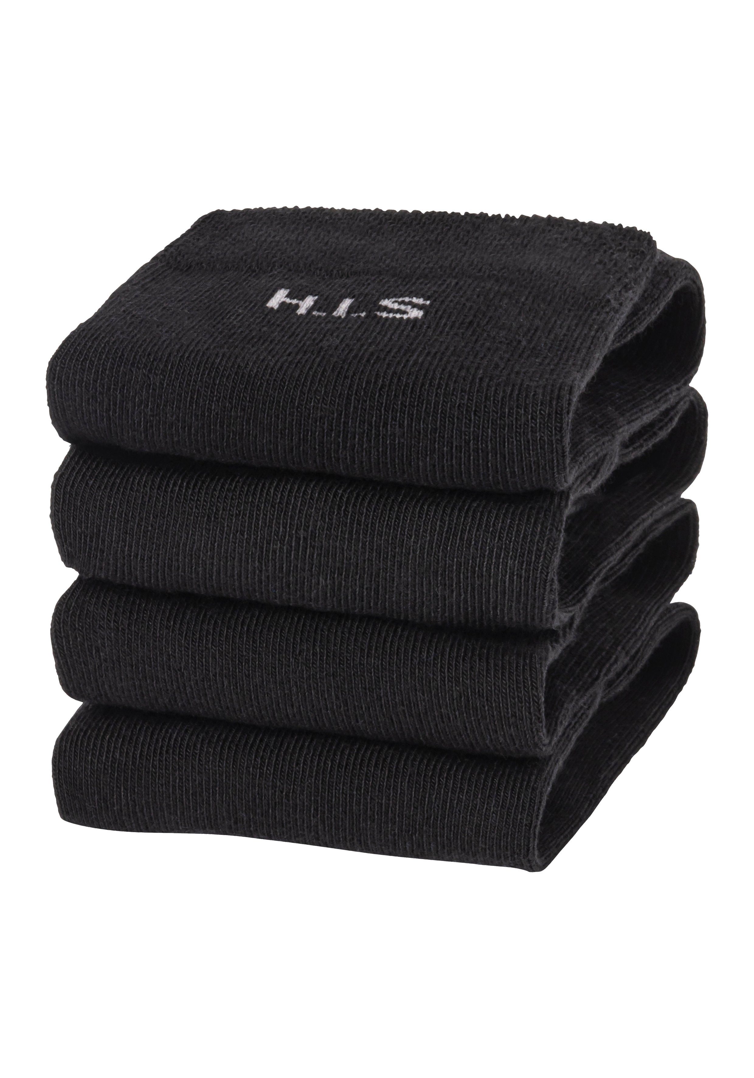 H.I.S Socken Basic Damen Socken Strümpfe, mit Komfortbund Klassische Freizeitsocken (Packung, 4-Paar, Gr. 35-38 bis 39-42) ohne einschneidendes Bündchen