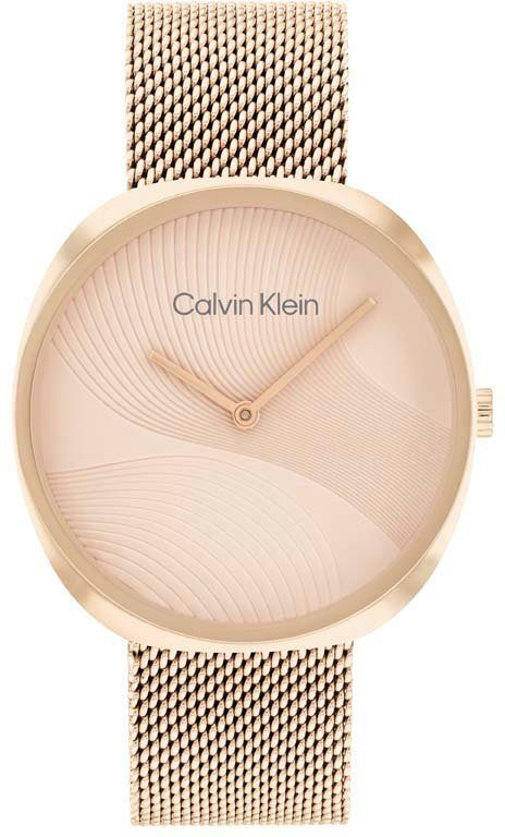 Calvin Klein Quarzuhr SCULPTURAL, 25200247, Armbanduhr, Damenuhr, Mineralglas, IP-Beschichtung