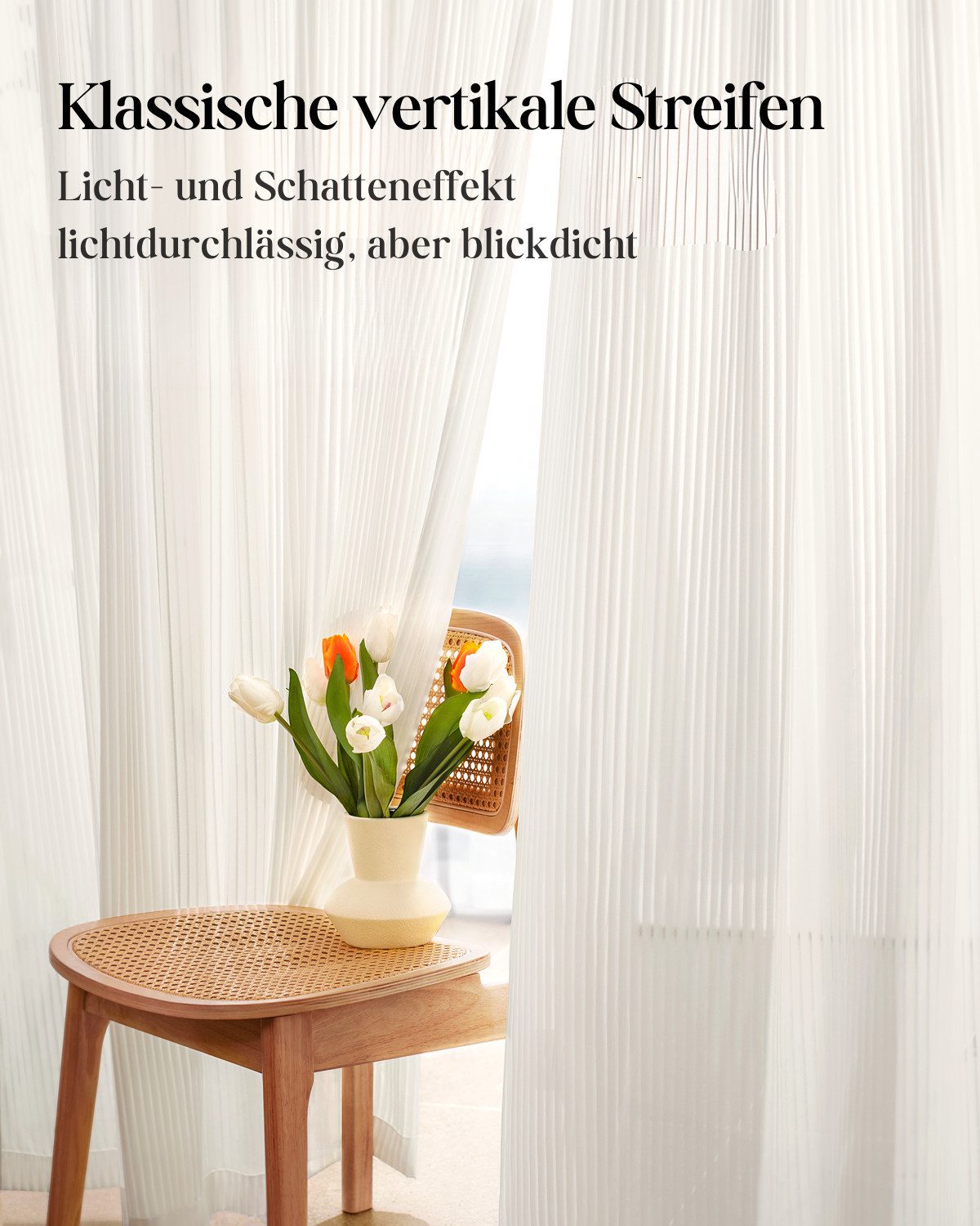 Simloveve Gardine Weiß Längsstreifen klassische Design 2er-Set Vorhänge (2 günstig online kaufen