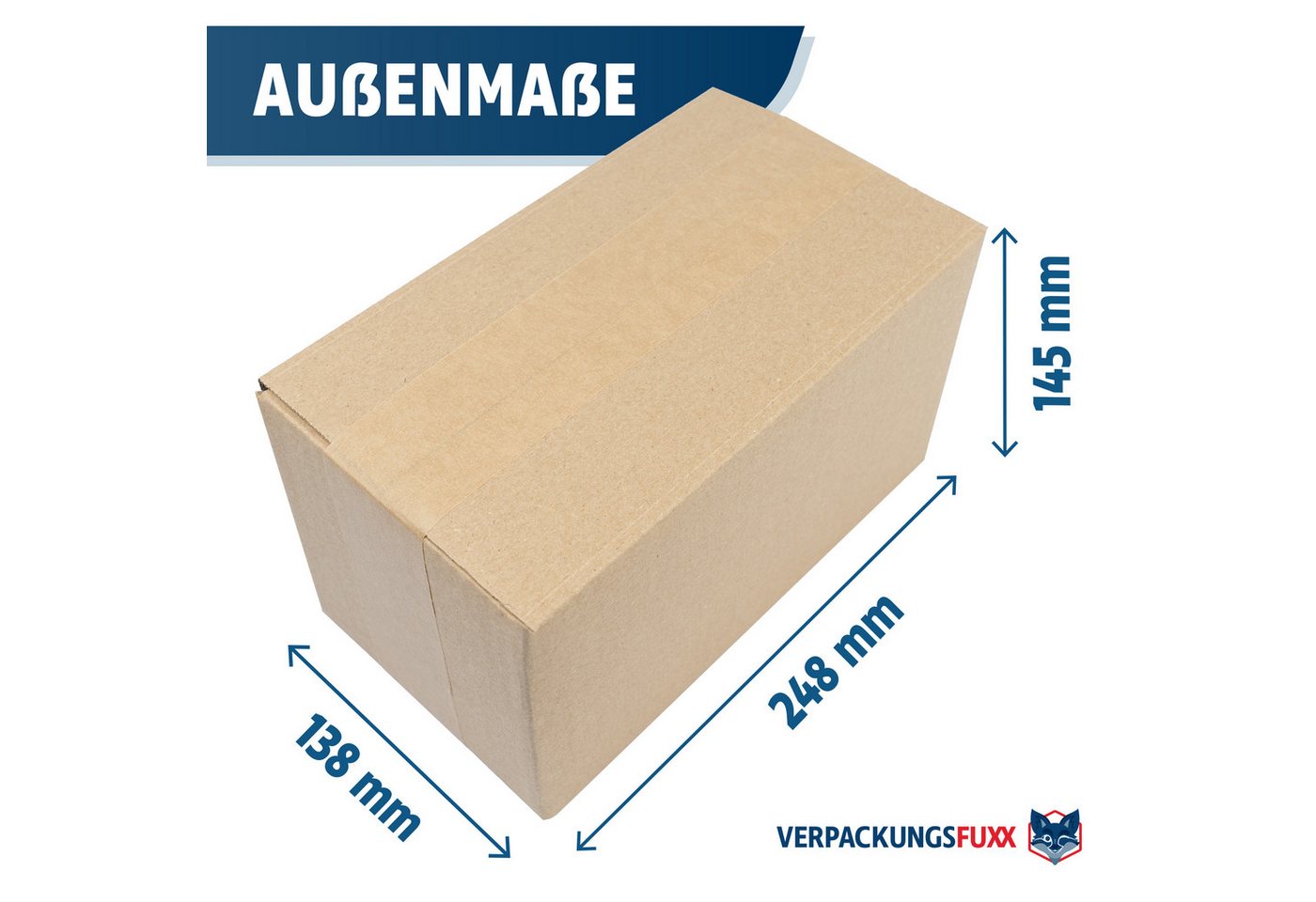 Thumbnail - VERPACKUNGSFUXX Karton Faltkarton 24 x 13 x 13 cm, 20 Stk., stabiler Versandkarton, 1-wellig, Päckchen