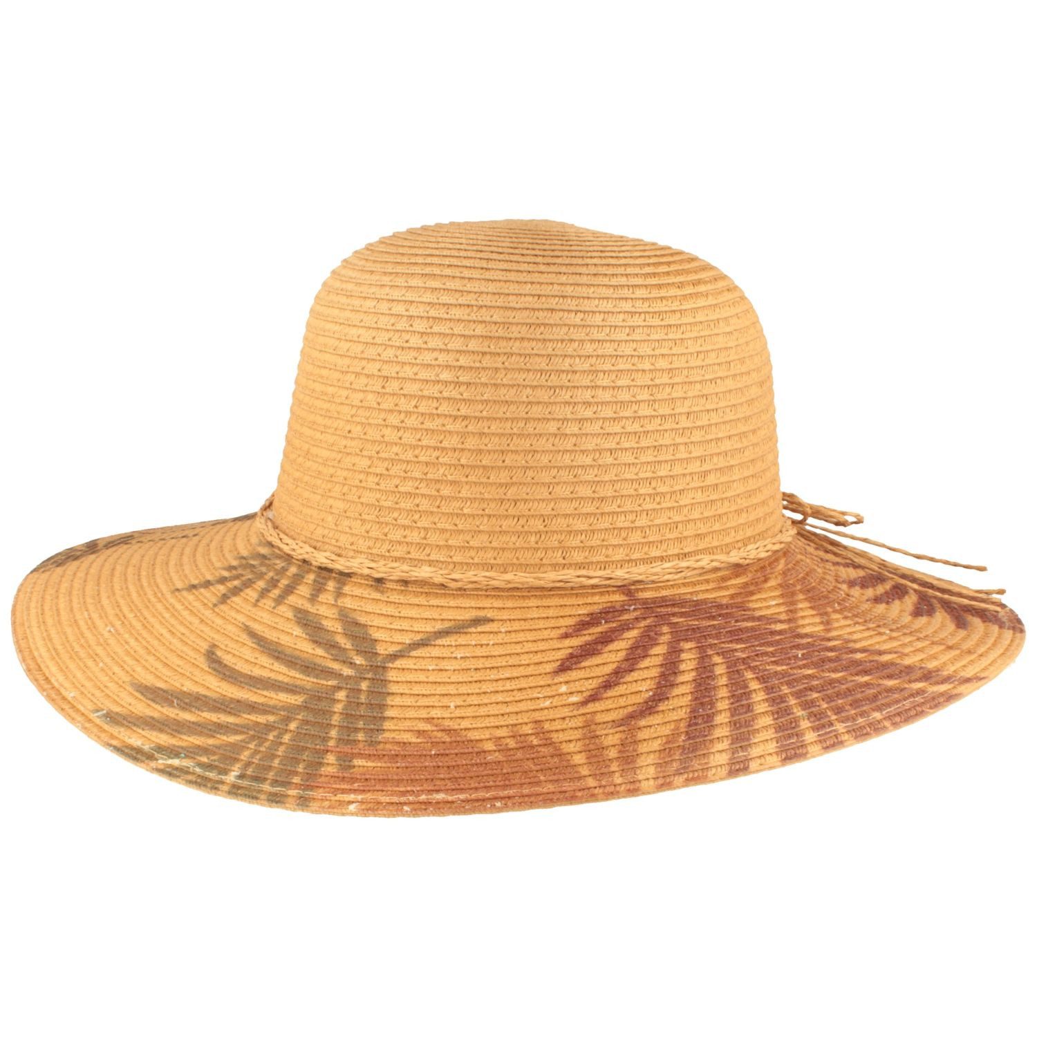Breiter Strohhut Borten-Flapper mit sommerlichen Palmendruck