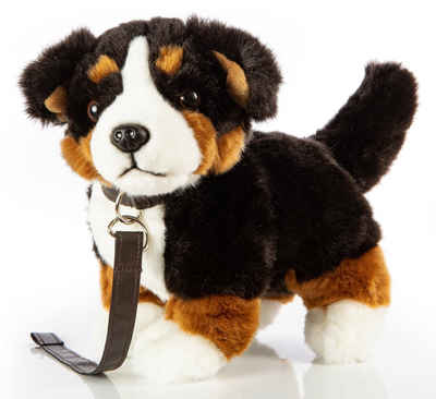 Uni-Toys Kuscheltier Berner Sennenhund, stehend, m. Leine, 27 cm - Plüsch-Hund - Plüschtier, zu 100 % recyceltes Füllmaterial