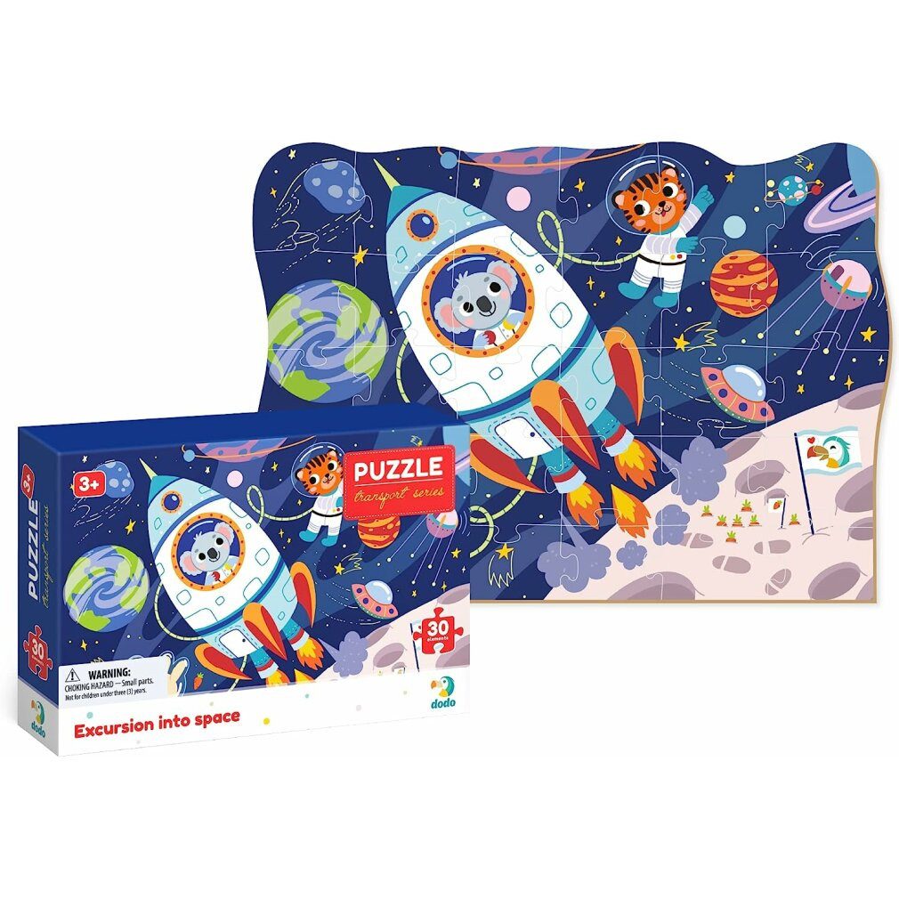 dodo Puzzle DODO Puzzle Transport: Reise ins All 30 Teile, Puzzleteile