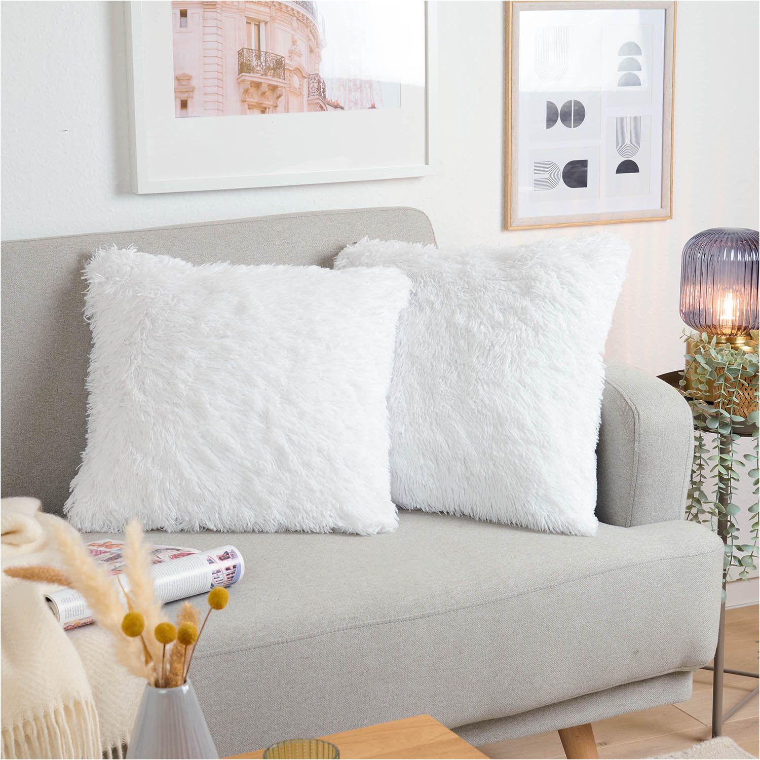 Blumtal Kissenbezug Kunstfell Kissen mit stabilem Reißverschluss im 2er-Pac günstig online kaufen