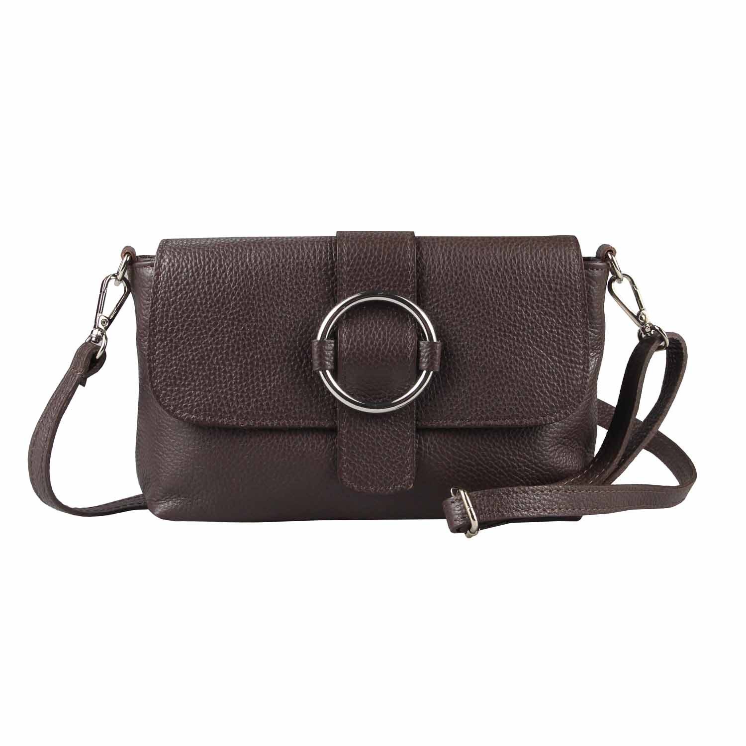 ITALYSHOP24 Schultertasche MADE IN ITALY Damen Leder Tasche Umhängetasche Cross Over Body Clutch, Messenger Bag Brusttasche Hüfttasche Freizeit Abendtasche Smartphone