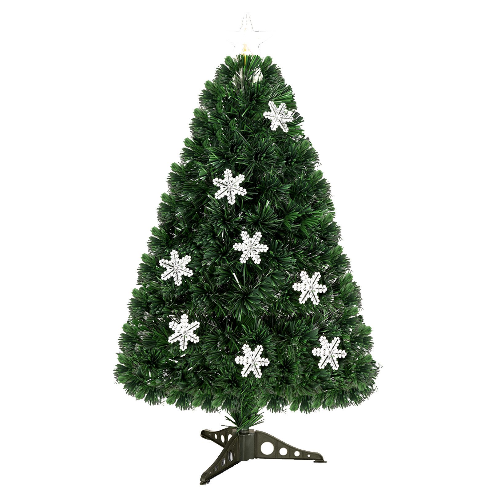 COSTWAY Künstlicher Weihnachtsbaum, mit 85 PVC Nadeln, 12 LEDs, Sternspitze