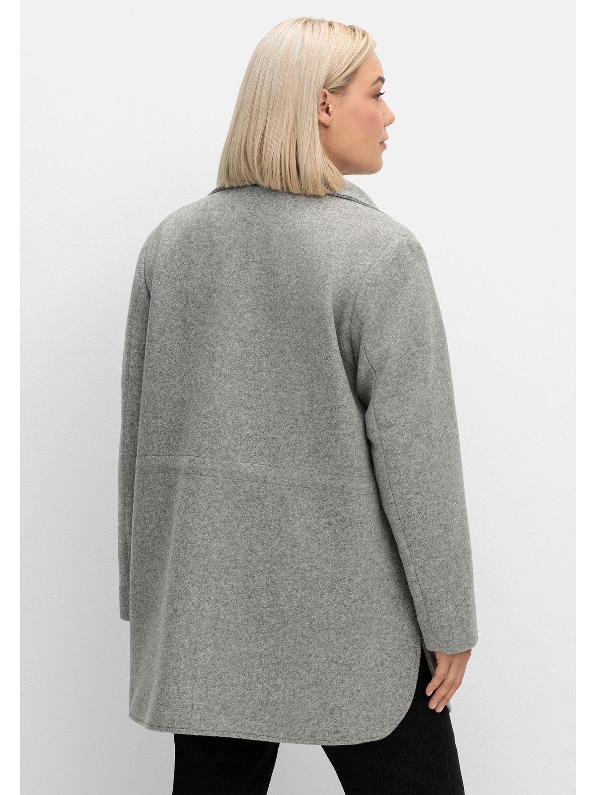 Sheego Langjacke Große Größen in Woll-Optik, mit abgerundeten Seitenschlitzen