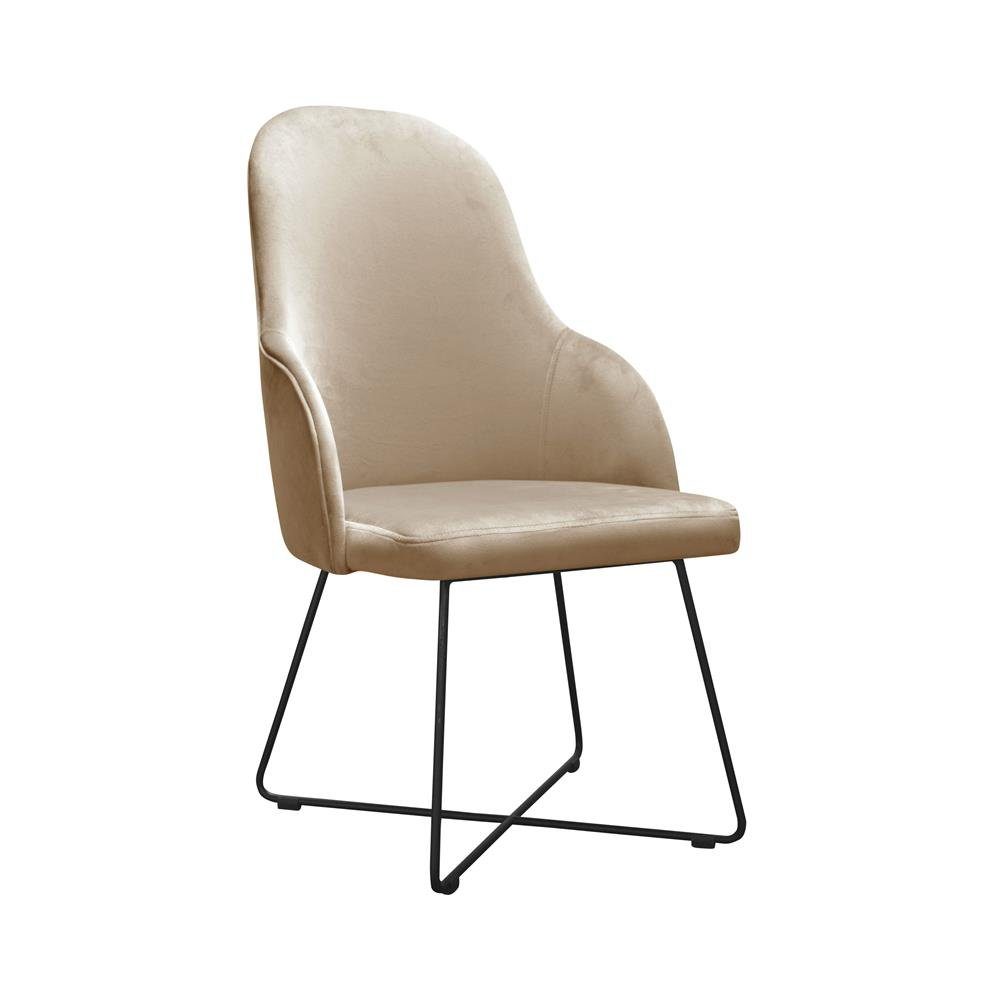 JVmoebel Stuhl, Design Stühle Stuhl Sitz Praxis Ess Zimmer Textil Stoff Polster Warte Kanzlei Beige