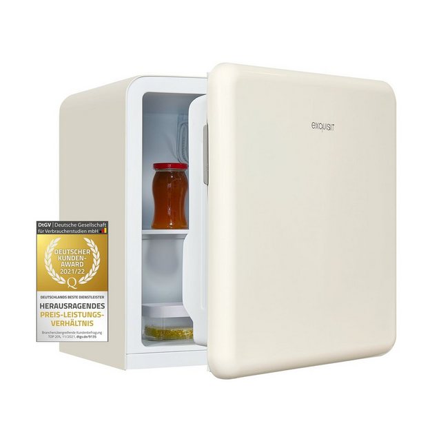 exquisit Table Top Kühlschrank Retro CKB45-0-031F, 50 cm hoch, 48.5 cm breit, kompakter Mini-Kühlschrank mit Eisfach