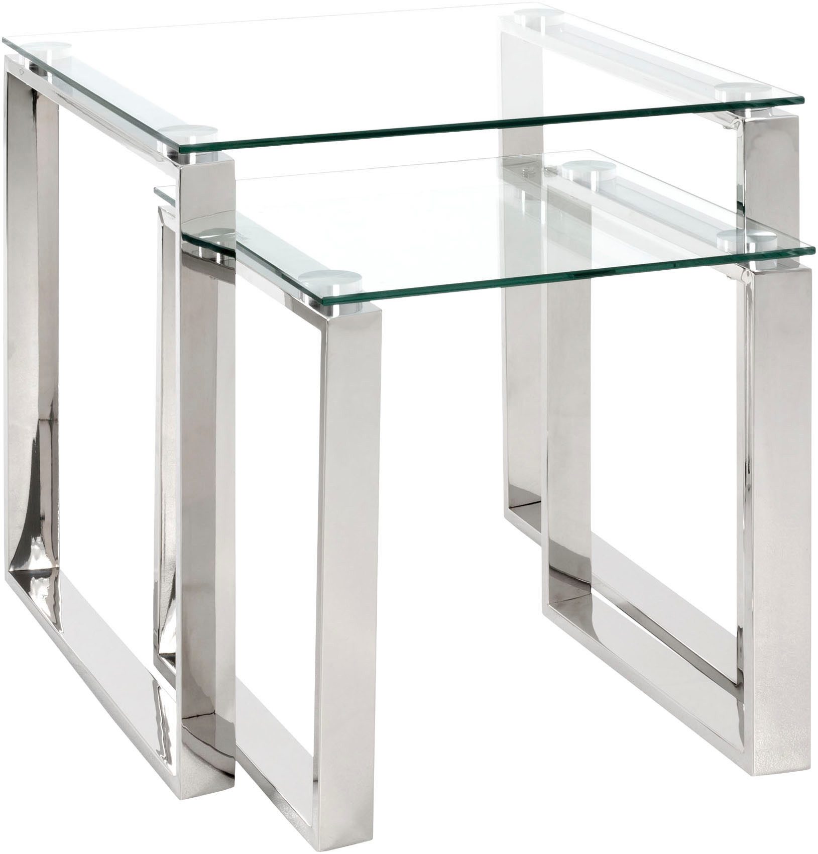 HAKU Beistelltisch Sofatisch, Wohnzimmertisch (1-St), quadratisch - aus Metall Silber B/T/H 42/42/45 cm