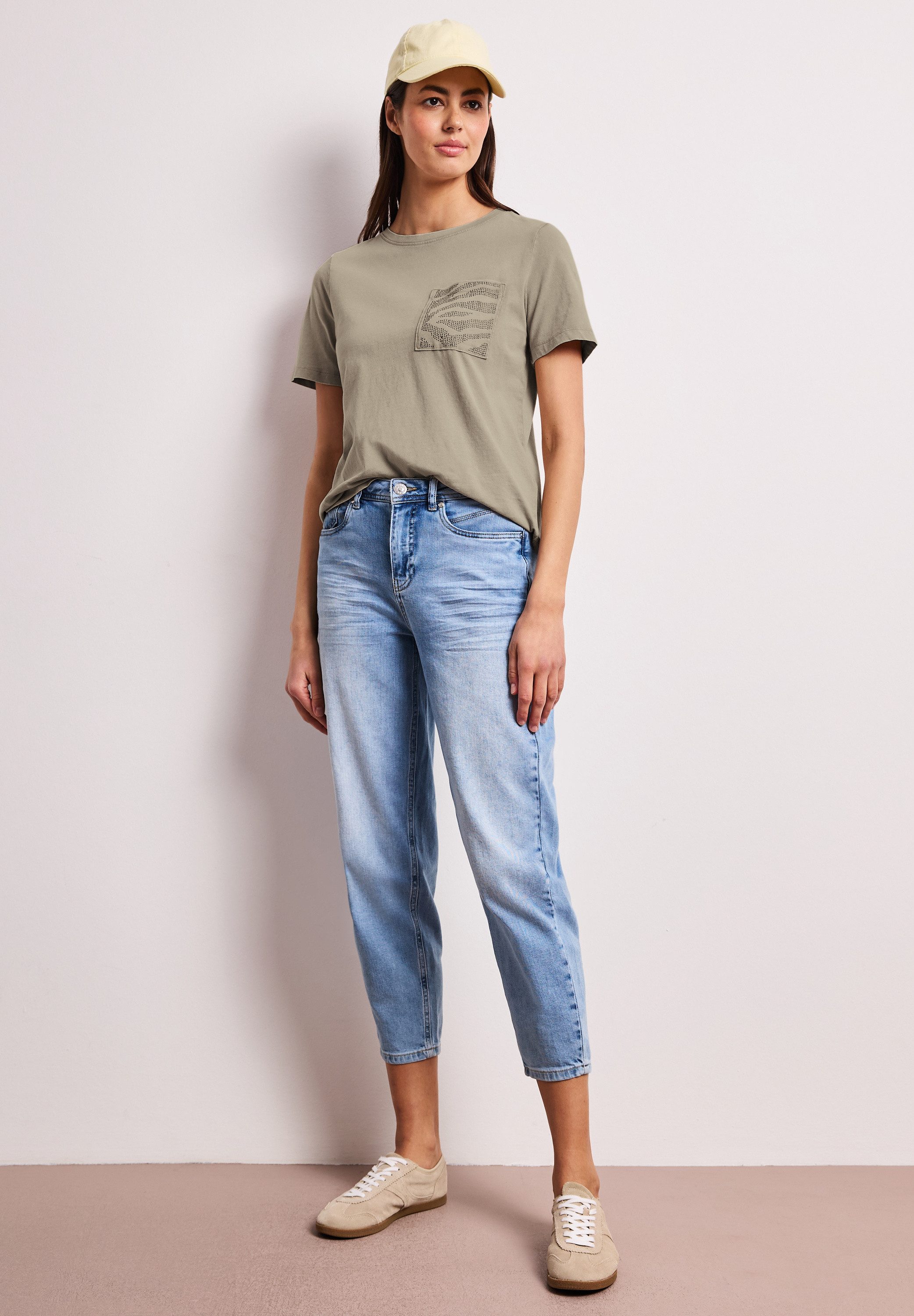 STREET ONE Kurzarmshirt Sommershirt mit Rundhals und Schmucksteinen – Bild 3 von 5