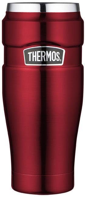 THERMOS Thermobecher STAINLESS KING MUG, doppelwandiger Edelstahl, spülmaschinenfest, 1-tlg., Edelstahl, Kunststoff, Silikon, 0,47l, 7h heiß & 18h kalt, absolut dicht, DrinkLock – Verschlusssystem