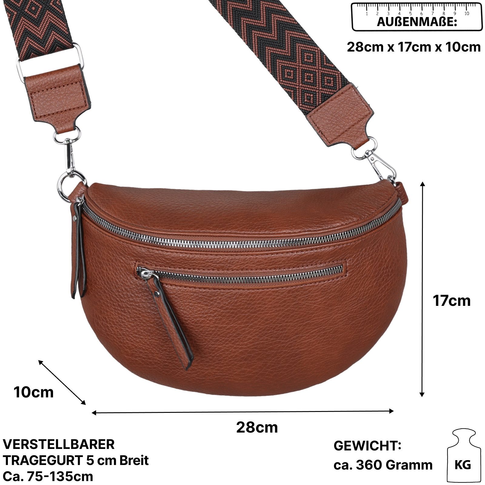 EAAKIE Gürteltasche Bauchtasche Umhängetasche Crossbody-Bag Kunstleder Ital günstig online kaufen