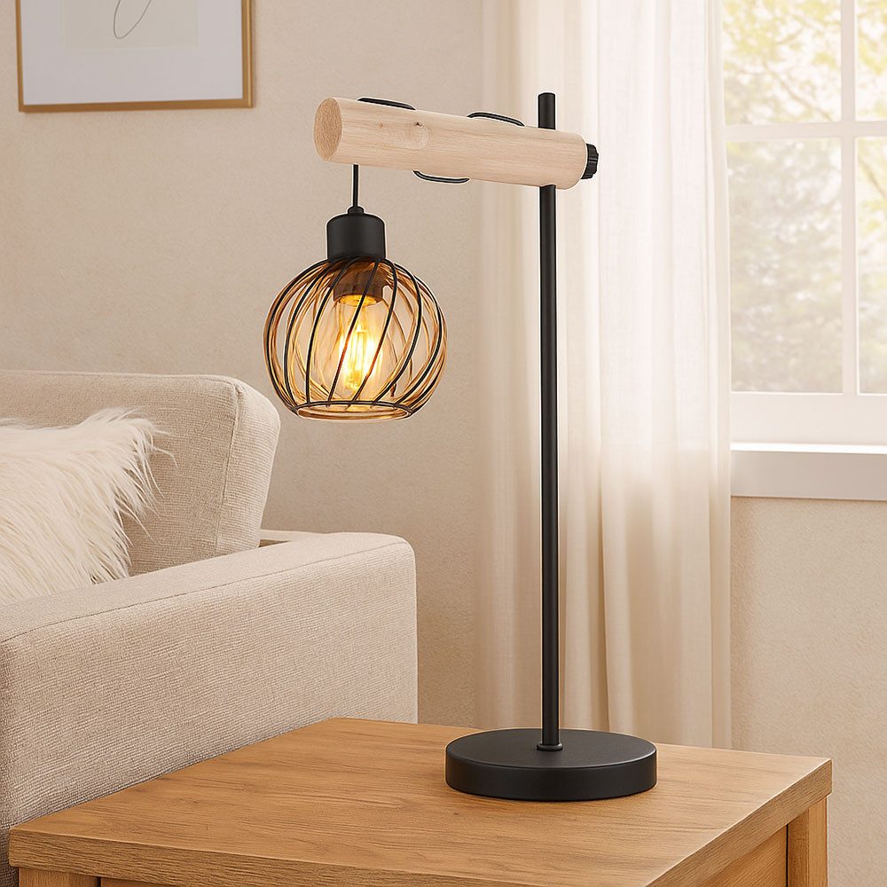 GLOBO LIGHTING Tischleuchte, Leuchtmittel nicht inklusive, Tischlampe Tischleuchte Leselampe Retro Glas Wohnzimmerlampe H 55 cm