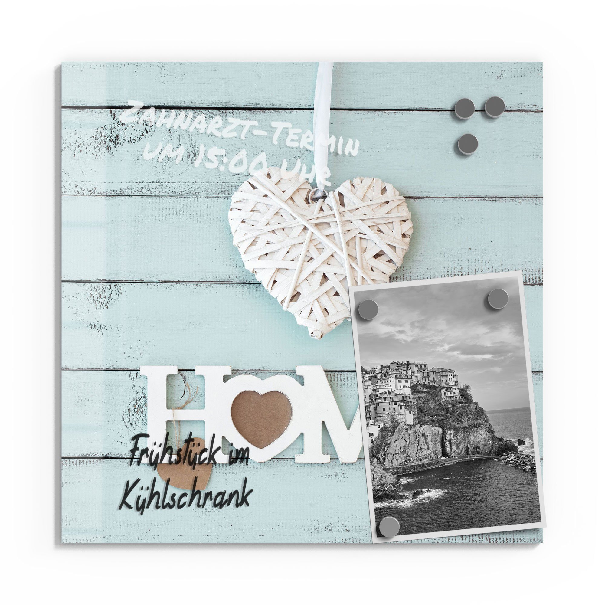 DEQORI Magnettafel 'Holzschrift HOME', Whiteboard Pinnwand beschreibbar