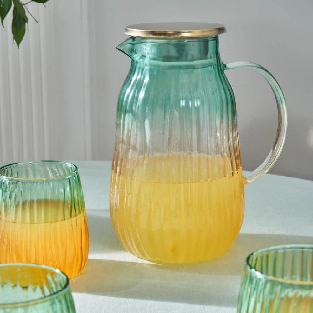 Karaca Glas Karaca Jolie 7-teiliges Wasserset Gelb & Grün