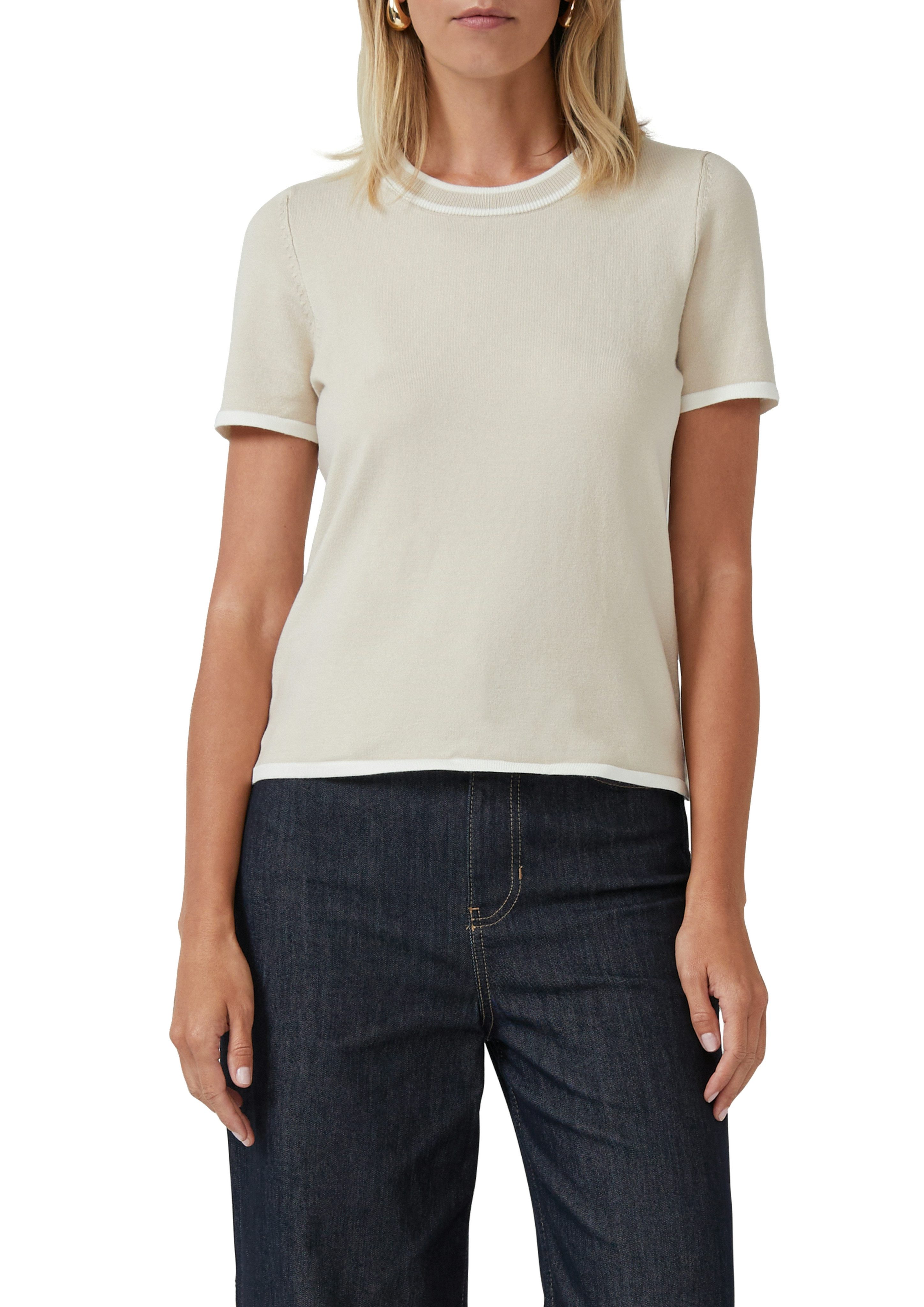 s.Oliver BLACK LABEL Kurzarmpullover Feinstrick, Rundhals mit kontrastfarbe günstig online kaufen