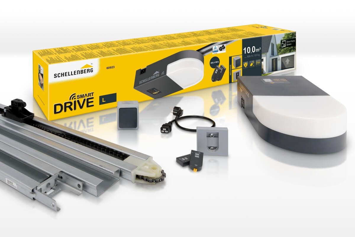SCHELLENBERG Garagentorantrieb Garagentorantrieb Smart DRIVE L, 600N, 2x Funk-Handsender, Smart Drive L, 600 N Zugkraft, max. Torfläche 10 m², Funk-Torantrieb inkl. Zubehör