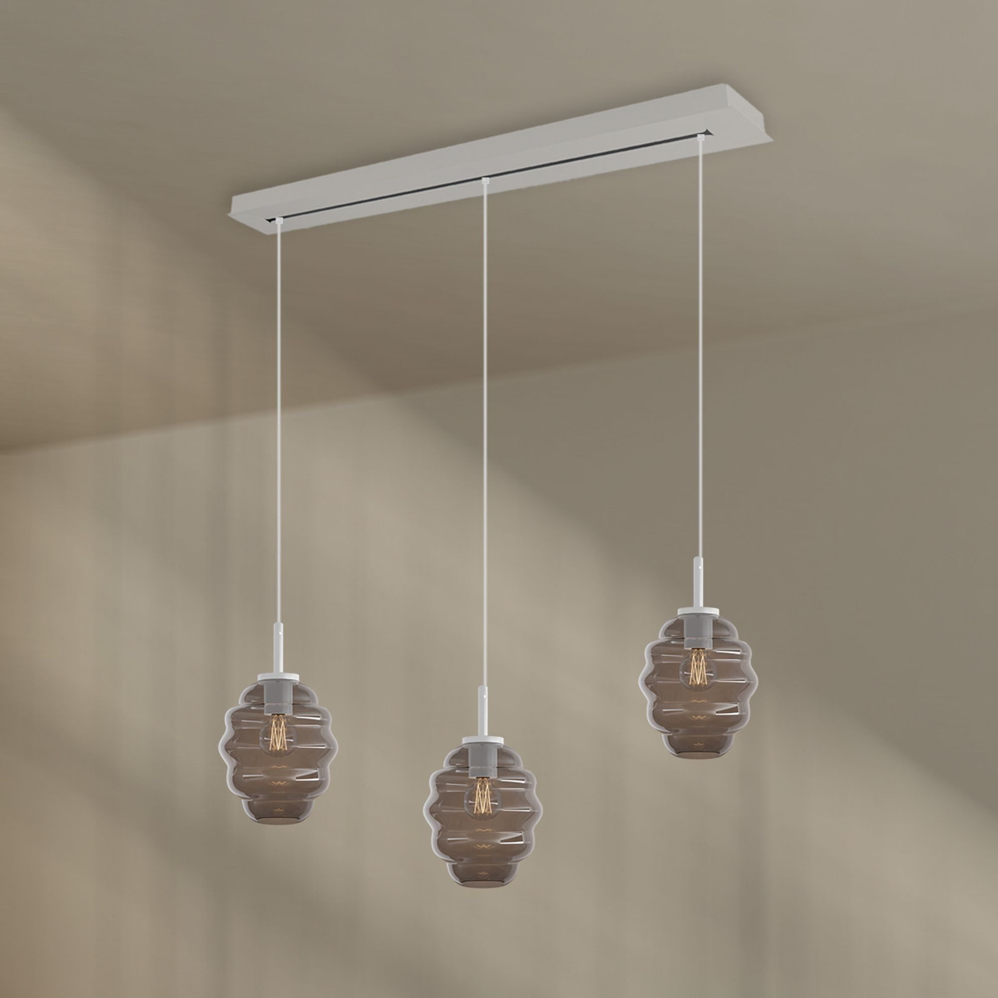 s.luce Pendelleuchte Echos Esstisch-Hängelampe 3-flg Ø 18cm Rauch