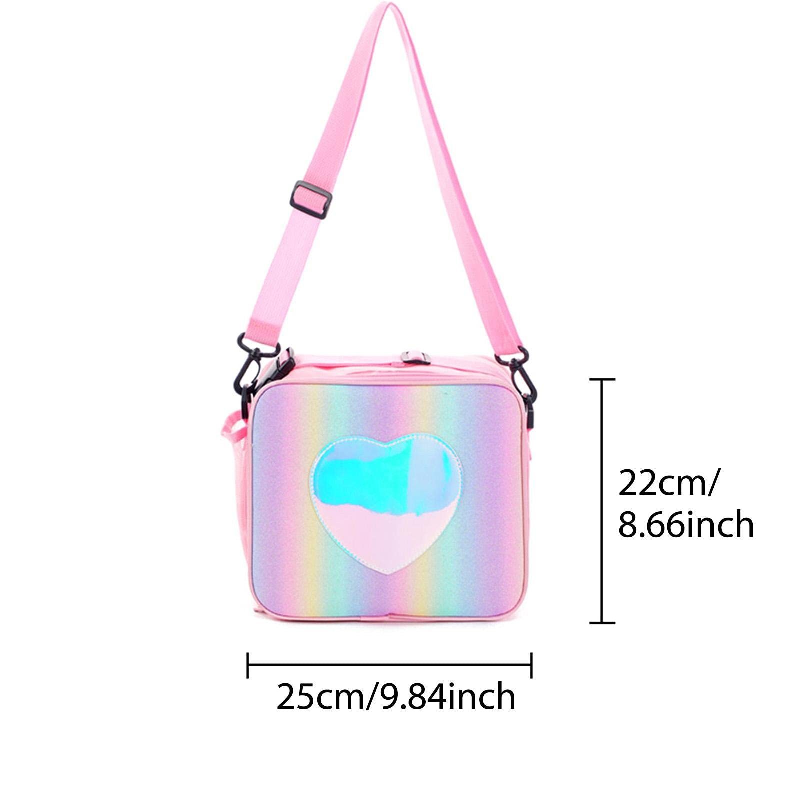 für GelldG Standbag Lunch Glitter Kinder, Lila Lunchbag Portable Rainbow Bag