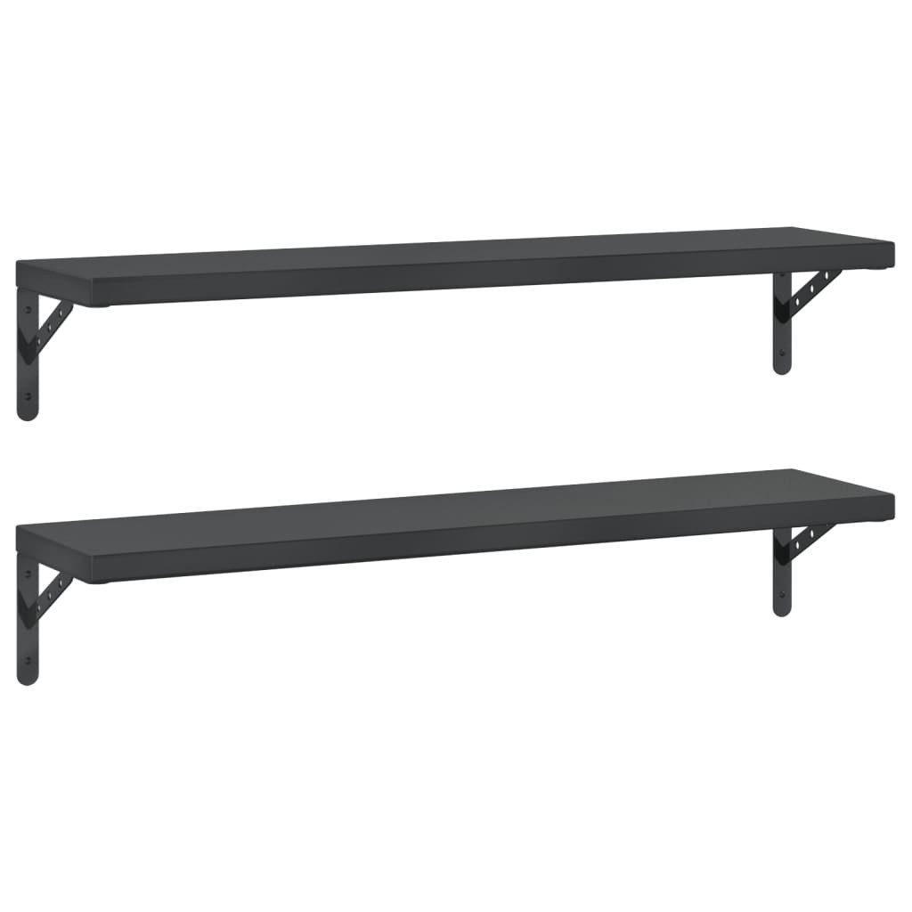 vidaXL Regal Wandregale 2 Stk. 100x23,5 cm Schwarz Edelstahl, 1-tlg.