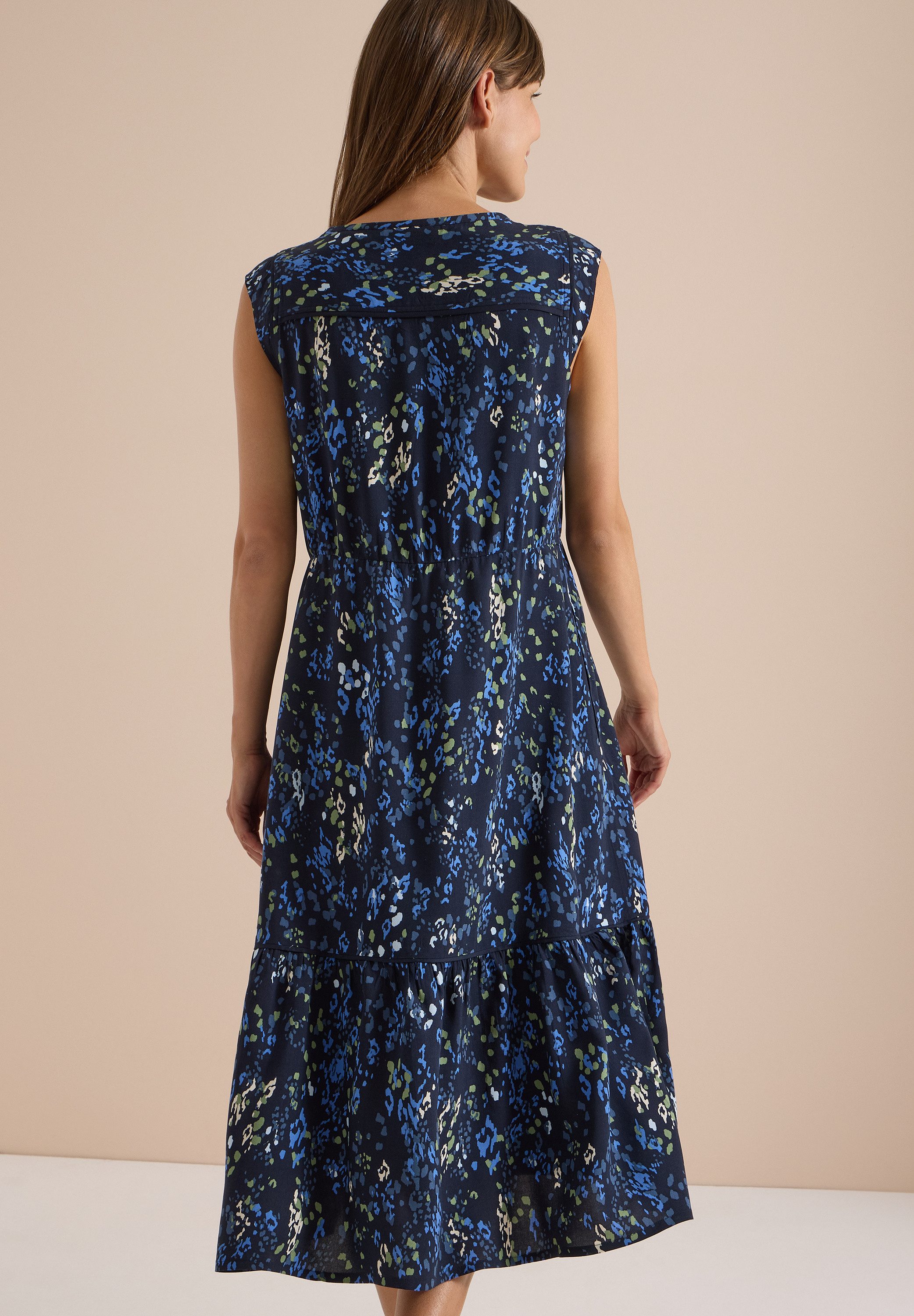 CECIL Midikleid Sommerkleid, kleiner V-Ausschnitt, mit Eingrifftaschen